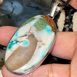 Chrysocolla in Quartz  Greenish -Blue Pendant 2 1/2”